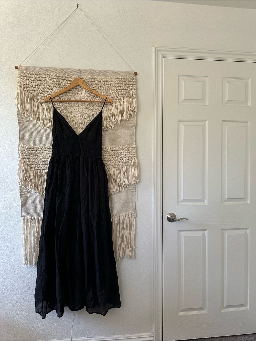Moon River Black Smocked Maxi Dress NWT